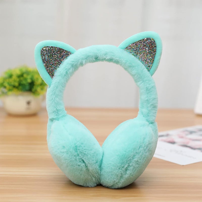 CHUANGLI Winter Warm Cat Ear Muffs for Women Girls Cute Catear Earmuff Ladies Headband Faux Fur Earmuffs Plush Ear Warmers - Image 5